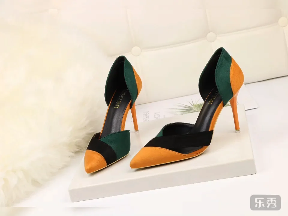 original own brand top sale faux suede high heels women pumps