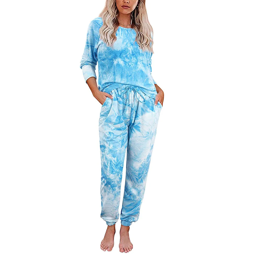 
2020 fall Casual Women Pajama Sets Loose long Sleeve Home Wear Sleepwear Pajamas 