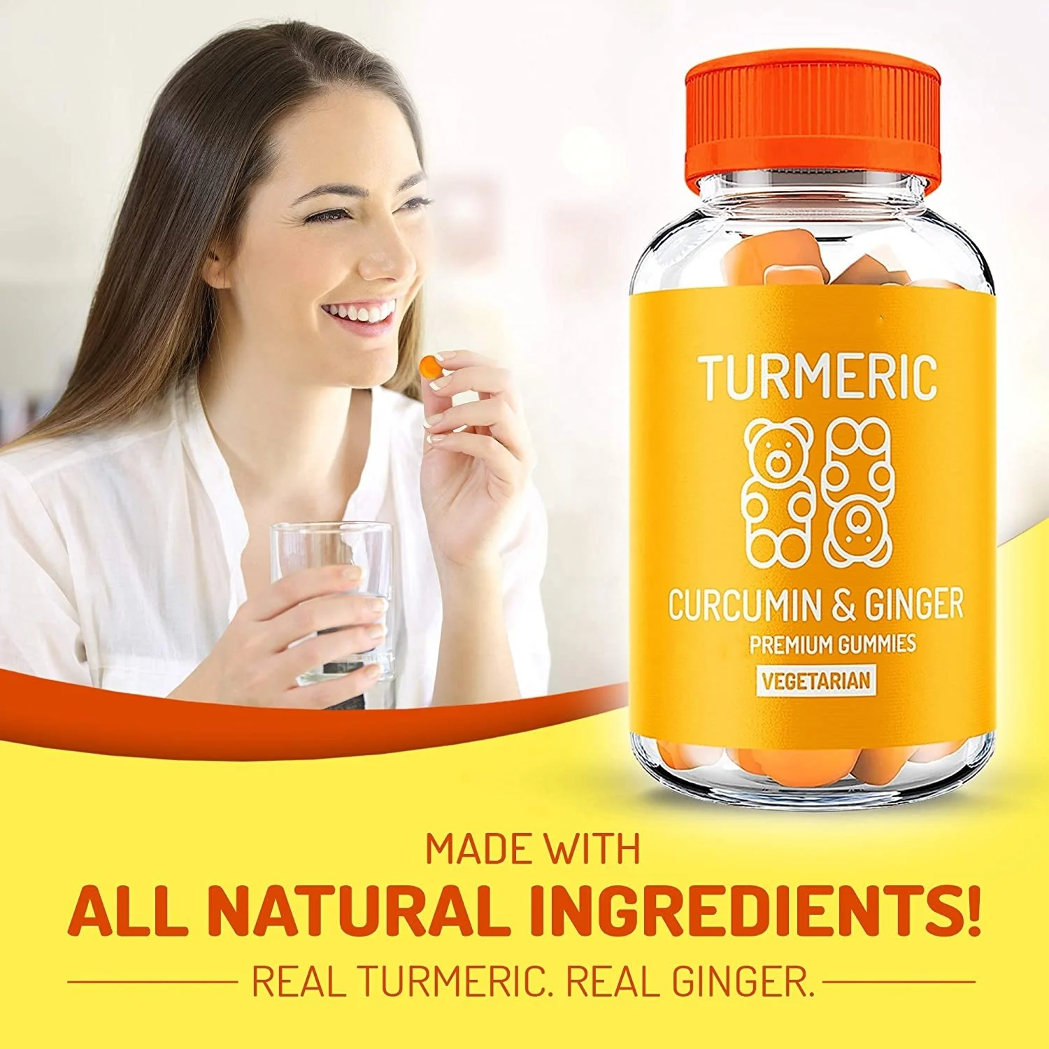 Turmeric Curcumin & Ginger Chewable Gummies For Adults And Children