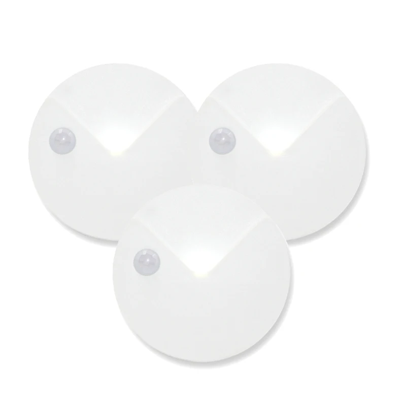 LITWOW 3 wireless small smart round pir motion sensor detector lights under eave lighting kitchen cabinet sensor light
