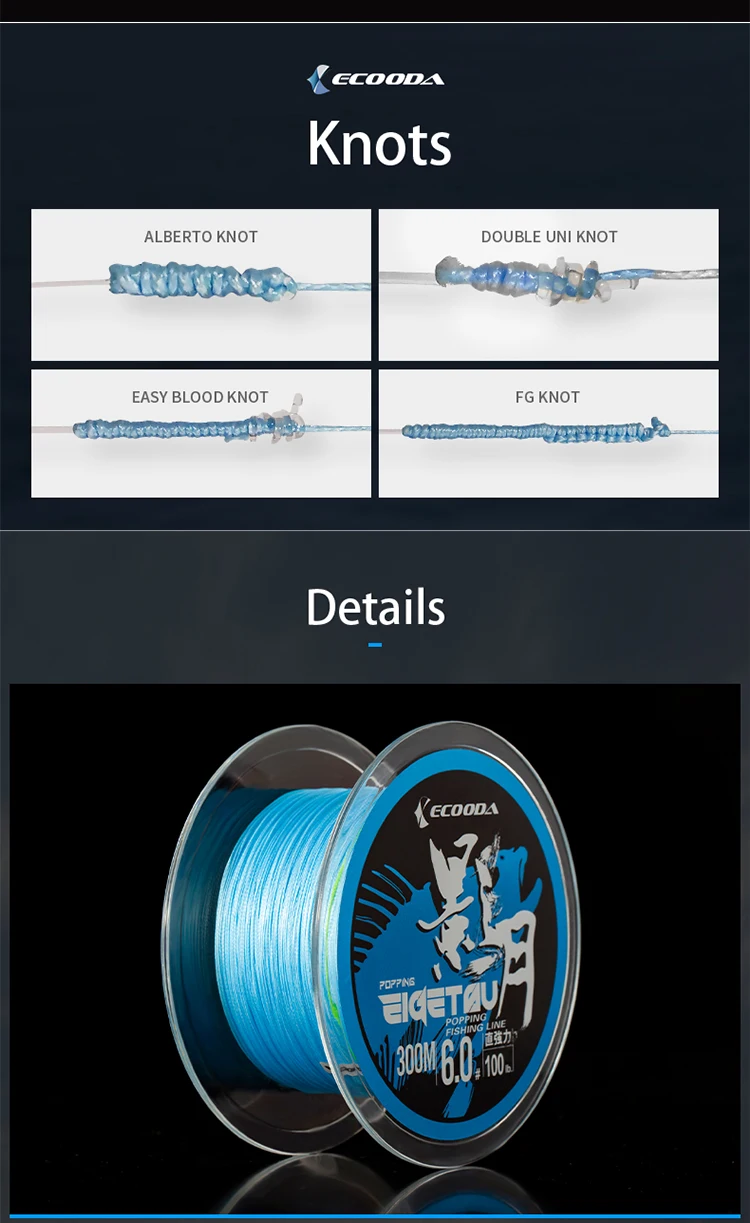 Ecooda Eigetsu 300m/600m Long Casting Disance Pe Fishing Line 8x