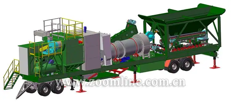 One-trailer-mounted mobile drum mix asphalt plant