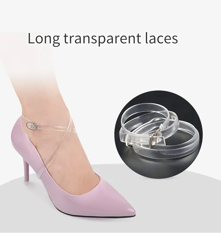 Women High Heel Shoes Detacheable Elasticated Strap Transparent Shoelace