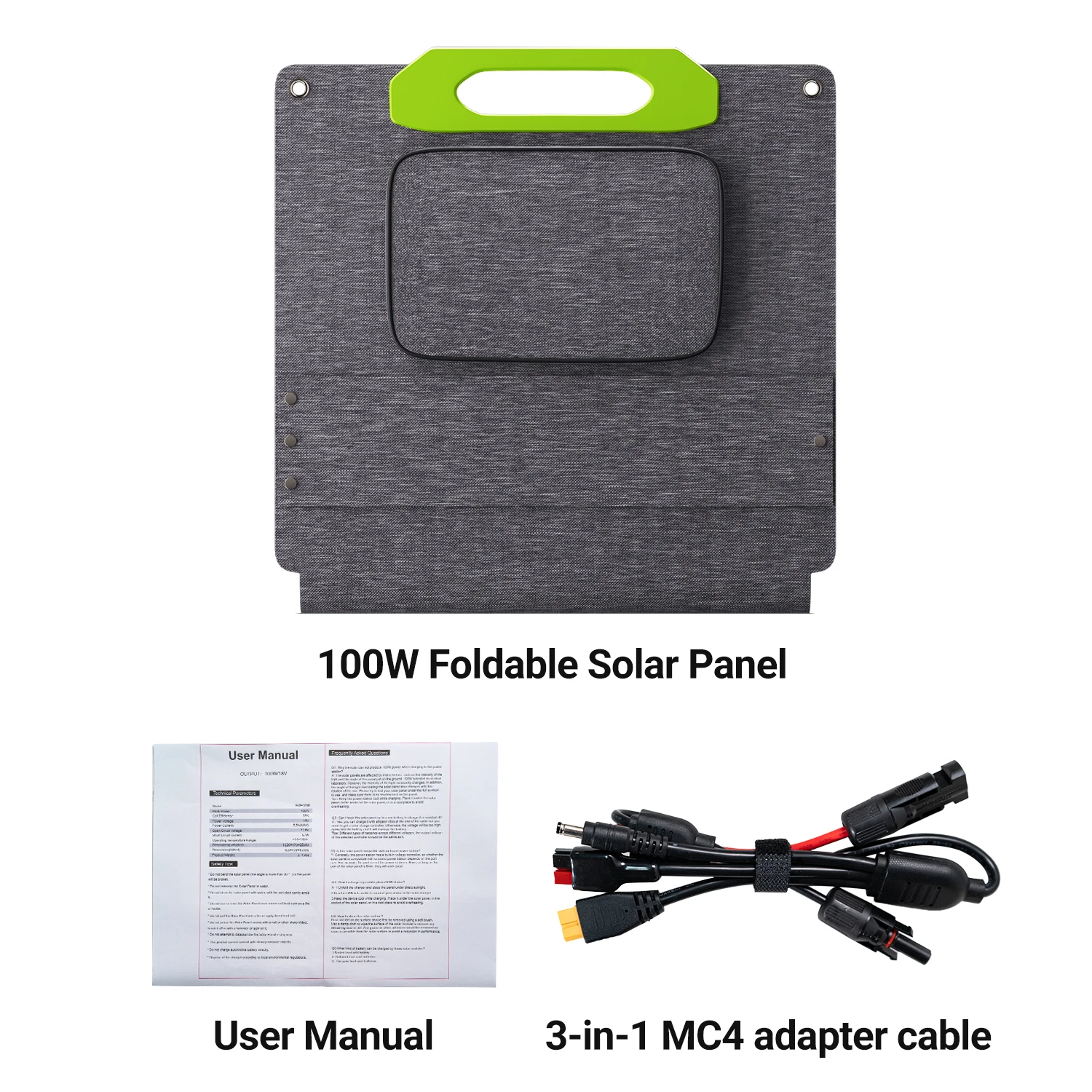 Foldable 100W portable solar panel with ETFE coating and MC4 connectors