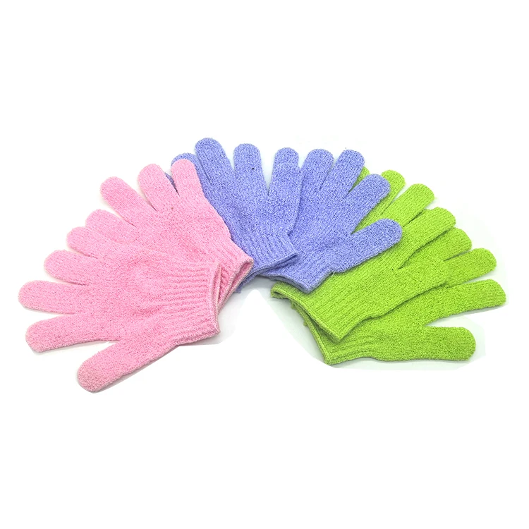 White Black Green Pink Nylon Shower Glove Spa Massage Bath Gloves ...