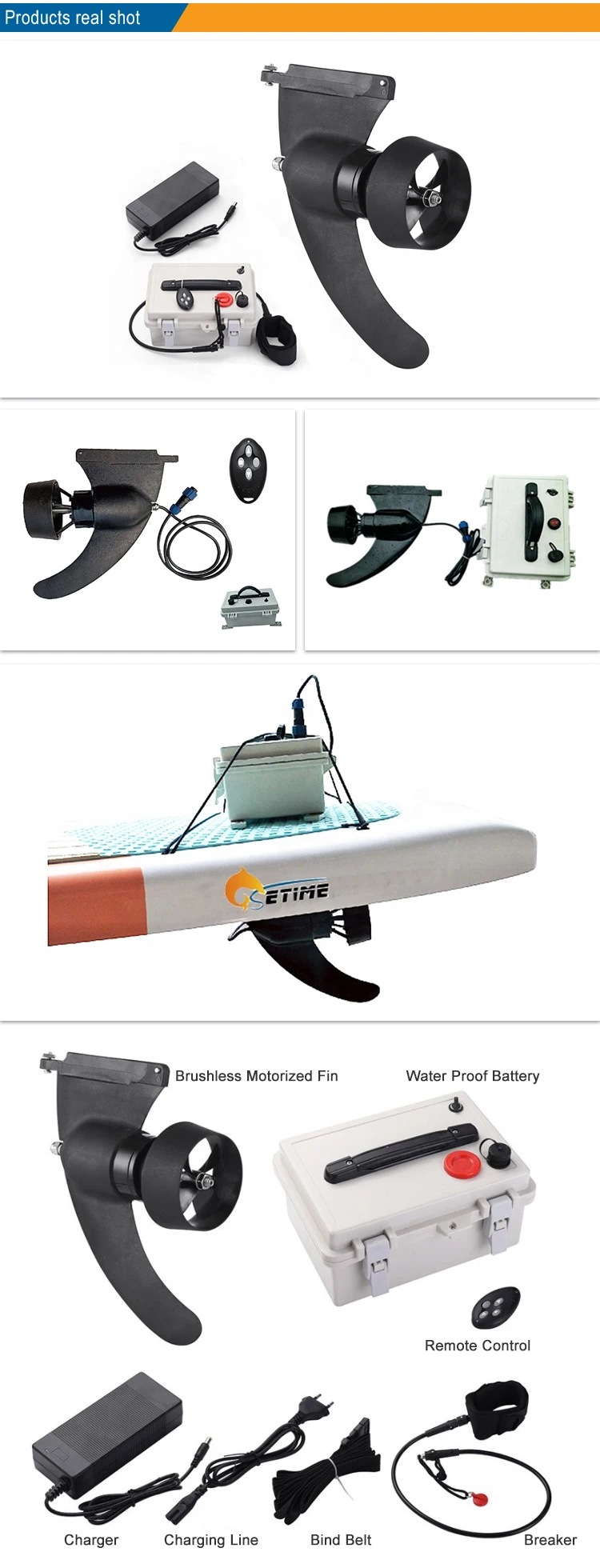 Motorized Paddle Board With Electric Powered Motor Fin And Underwater