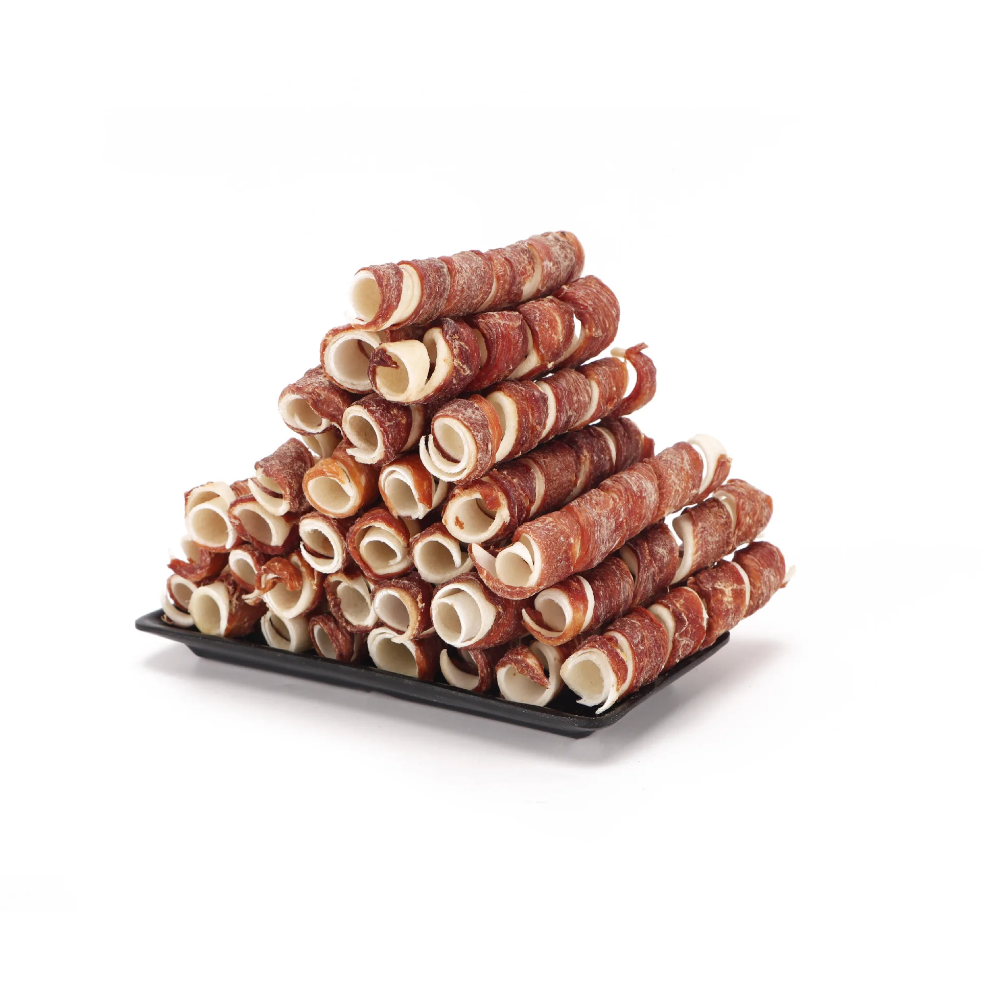 Duck Meat Wrapped Cowhide 100% Pure Handmade FDA Compliant Molars Spring Roll Straight Hair Pet Snacks factory