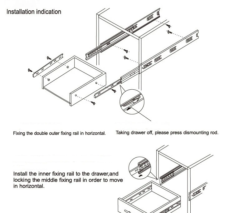 3fold Vertical Sliding Rail Interlock Telescopic Slide Self Locking Heavy Duty Drawer Slide