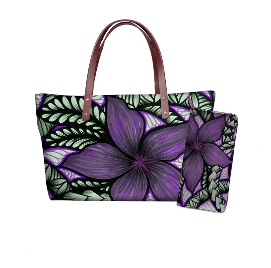 

New Ins Ladies Party Handbags Polynesian Flower Printed Handbags Purse Soft Tote Personalized Clutches For 2021 Women's Handbag