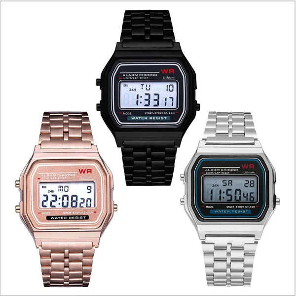 China Brand Watch Digital Led Display Metal Watch Waterproof Guangzhou Wrist Watch have logo