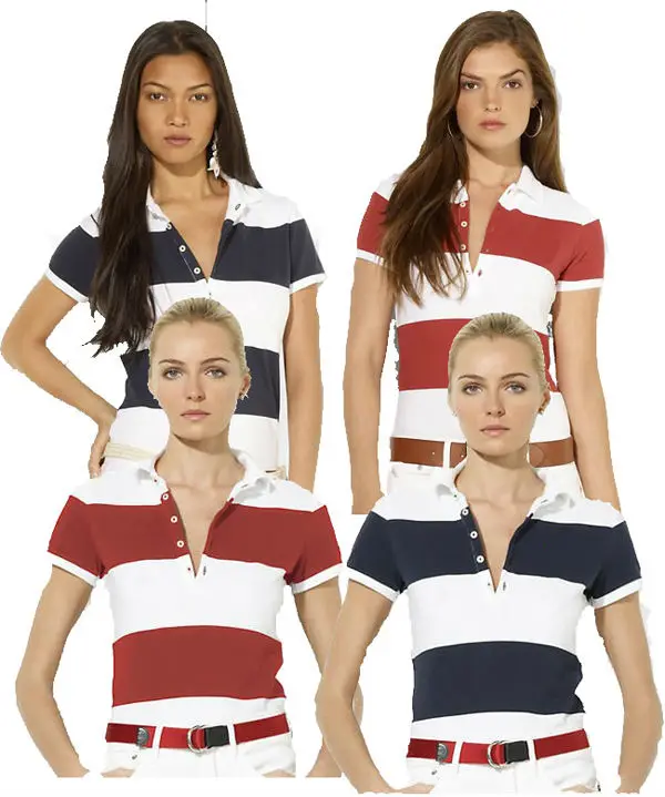 2014 Latest Style Women Polo Shirt Cotton Yarn Dyed Striped Women Polo ...