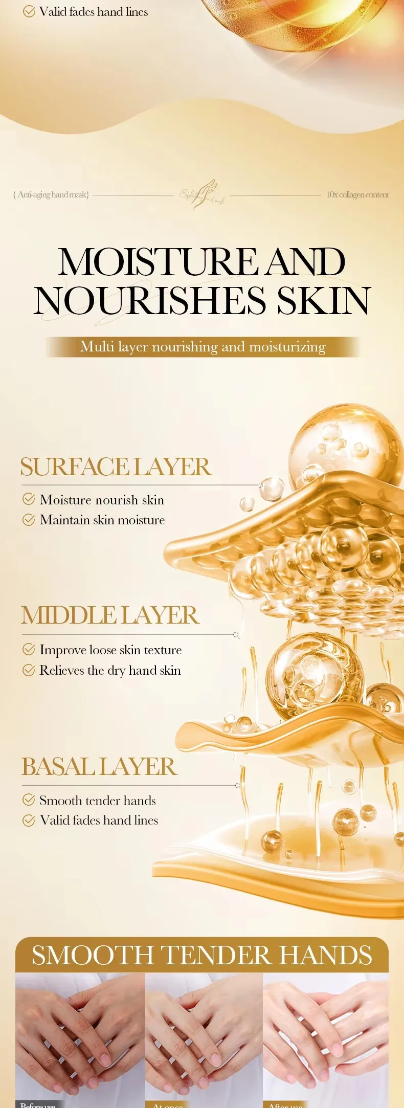 SADOER Collagen Hand Mask Gloves Anti-wrinkle Exfoliating Peeling Moisturizing Brightening Smooth Hand Sheet Mask Skin Care