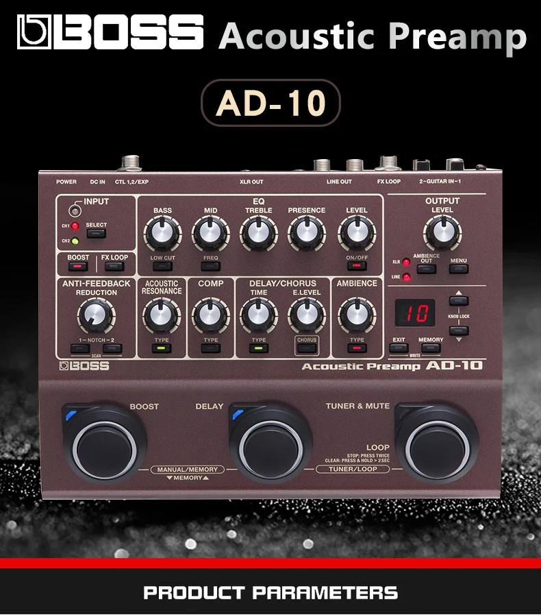 Boss Ad-10 Guitar Floor Type Pre-amp Preamplifier Di Guitar Effect 