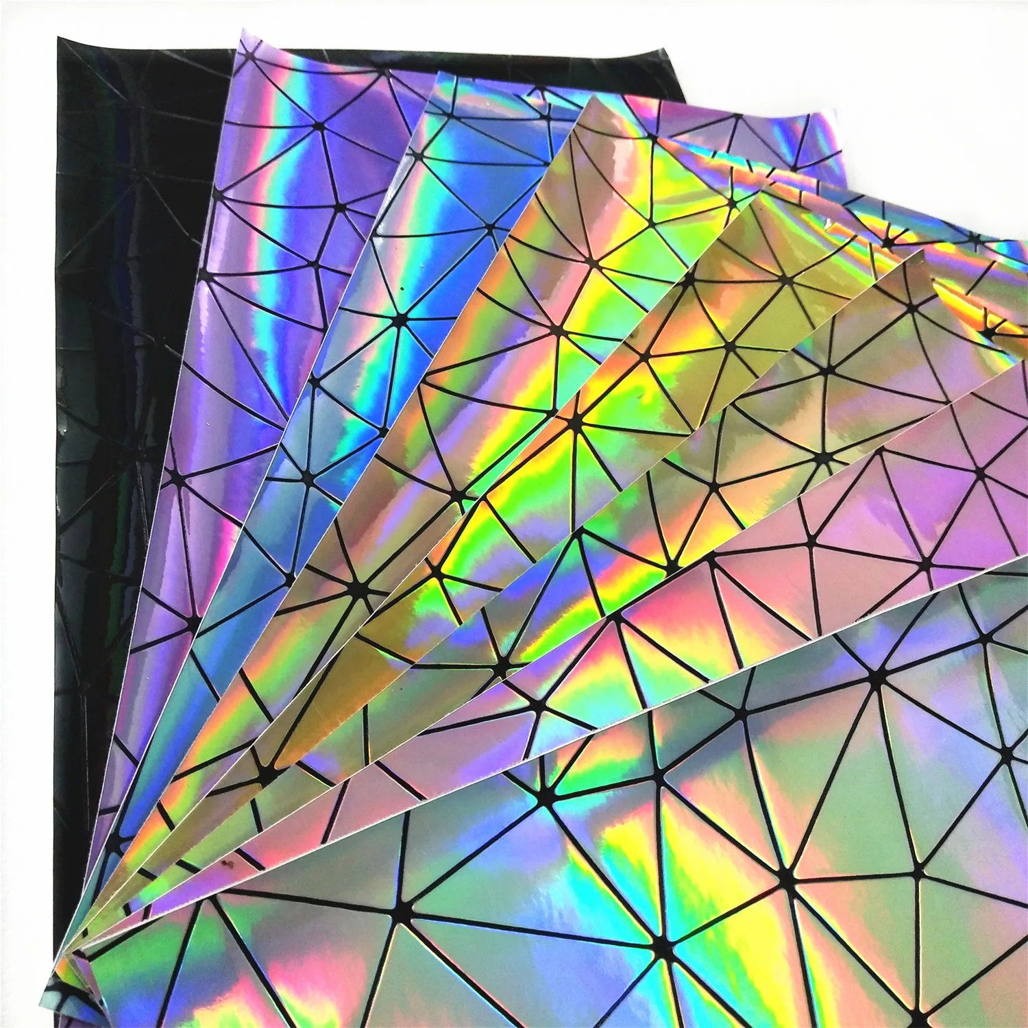 Iridescent Holographic Mirrored Vinyl Faux PU Leatherette Fabric