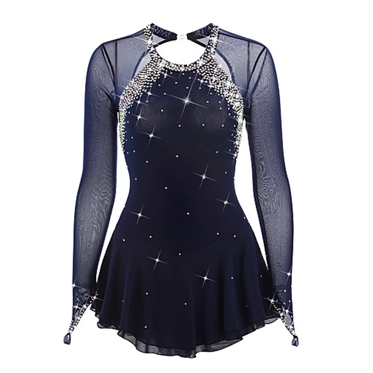 Figure Skating Dress Girls' Ice Skating Dress Dark Blue Competition