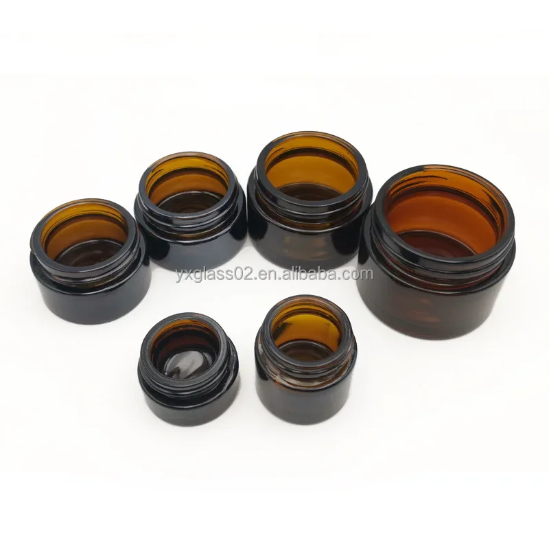 Supplier amber empty round face cream glass jar with screw lid package container 5g10g15g20g30g50g60g100g manufacture