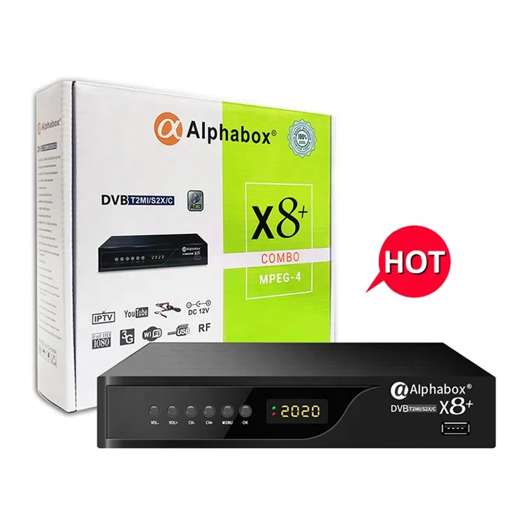 

Alphabox X8 NEW Design Digital DVB T2 S2 C Band Combo Full High Definition Satellite TV Receiver AC3 Decoder IPTV Set Top Box