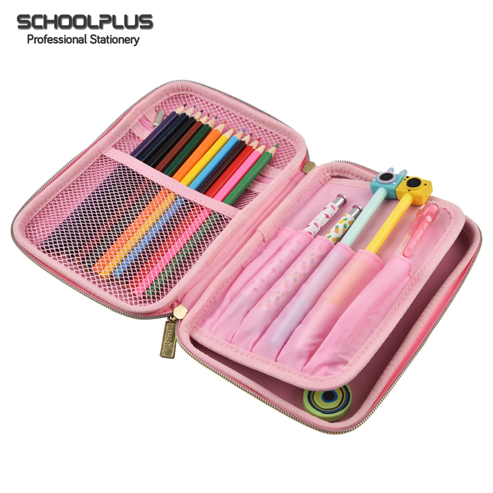 hot sale hardtop smile pencil case with mirror for girl