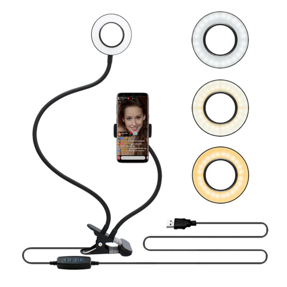 Selfie Ring Lights With Flexible Arms For YouTube Video Mini Travel Desk Phone Holder Ring Light