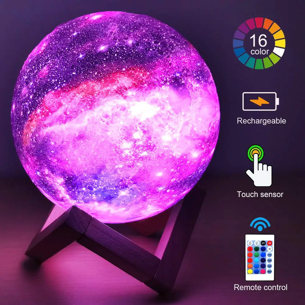 2020 Latest 3D Print LED Moon Lamp with Large Size Galax y Starry Night Light -15CM RC