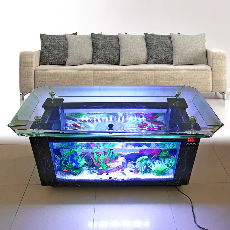 Large Glass Transparent Table Square Acrylic Fish Tank For Luxury