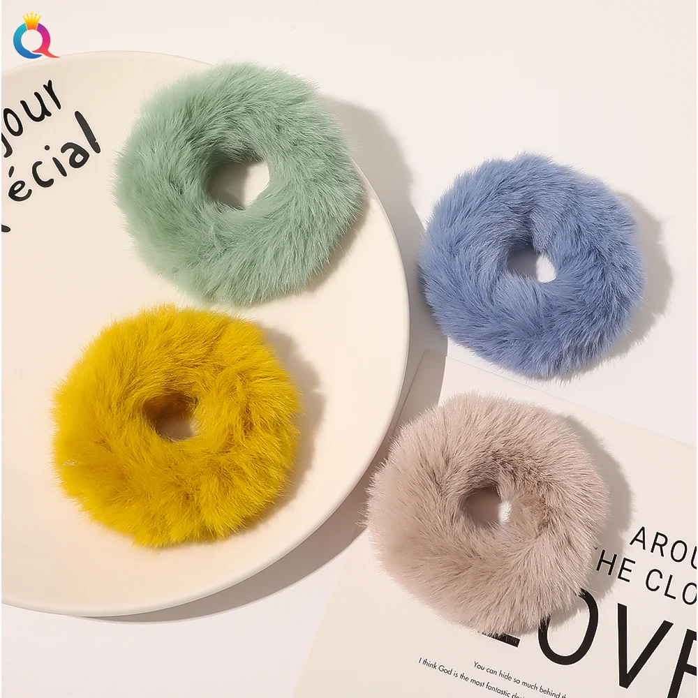 Plush Fluffy Elastic Hairband Chouchou Hair Tie Ponytail Holder Woman ...