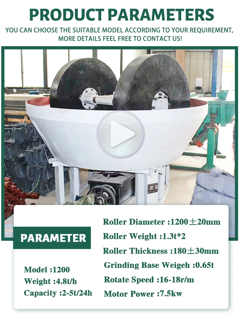 For Sale Gold Washing Equipment Wet Pan Mill Gold Grinding Machine