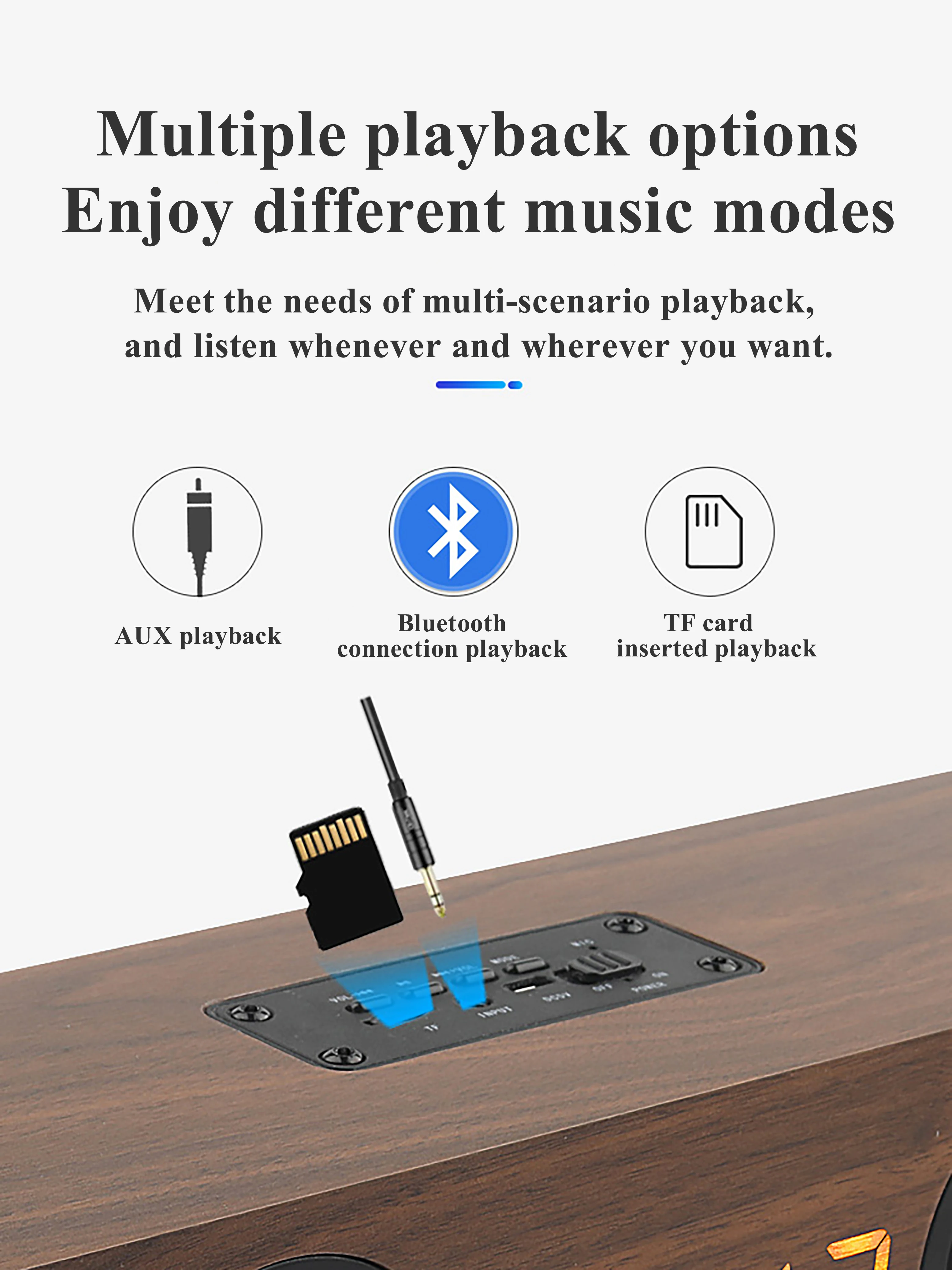 Wood Bluetooth Speaker Retro HIFI 3D Dual Loudspeakers Bluetooth Wireless Speaker With Hands-free Sound Box TF AUX IN - ANKUX.COM