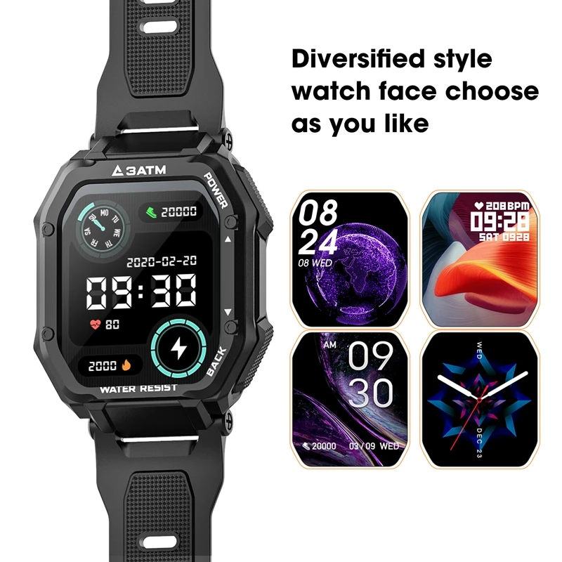 C16 Smart Watch 3atm Waterproof Sport Rugged Watch Men Fitness