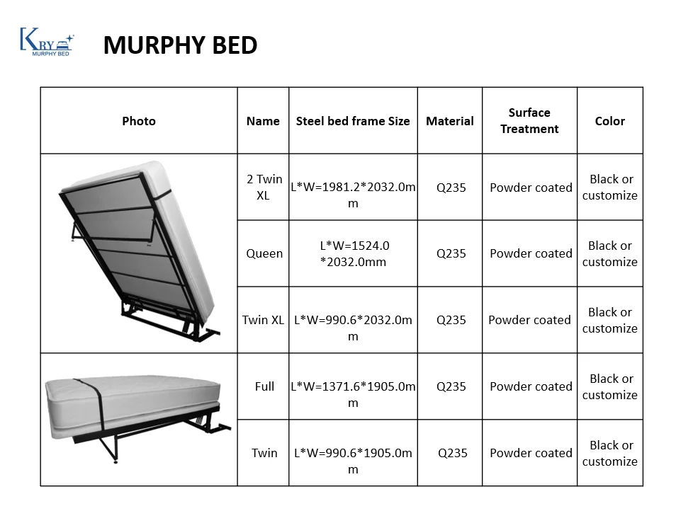 Wholesale Adjustable Bedroom Furniture Wall Murphy Single Double Queen