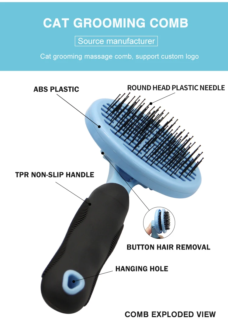 Factory Wholesale Self Cleaning Pet Botton Comb Cat Massage Grooming Brush