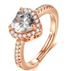 Heart love cluster round wedding band Iced out micro pave crystal diamond rosary stainless steel gold plated brand ring