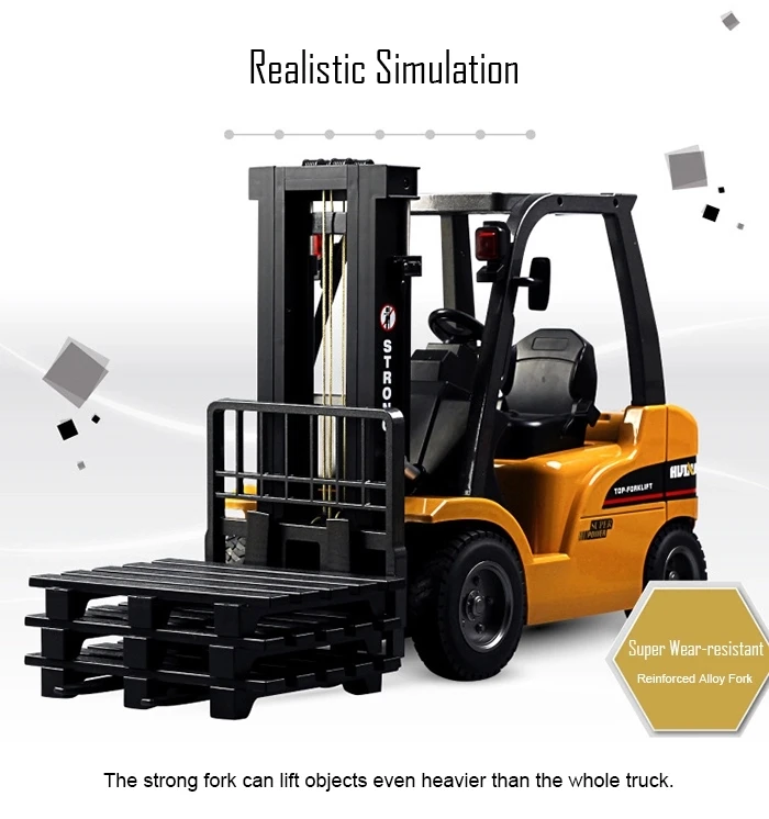 2020 High Quality HUINA 1577 RC Truck 1/10 8CH 2 in 1 Realistic Simulation Alloy Mini Forklift Car Vehicle Toys for Christmas