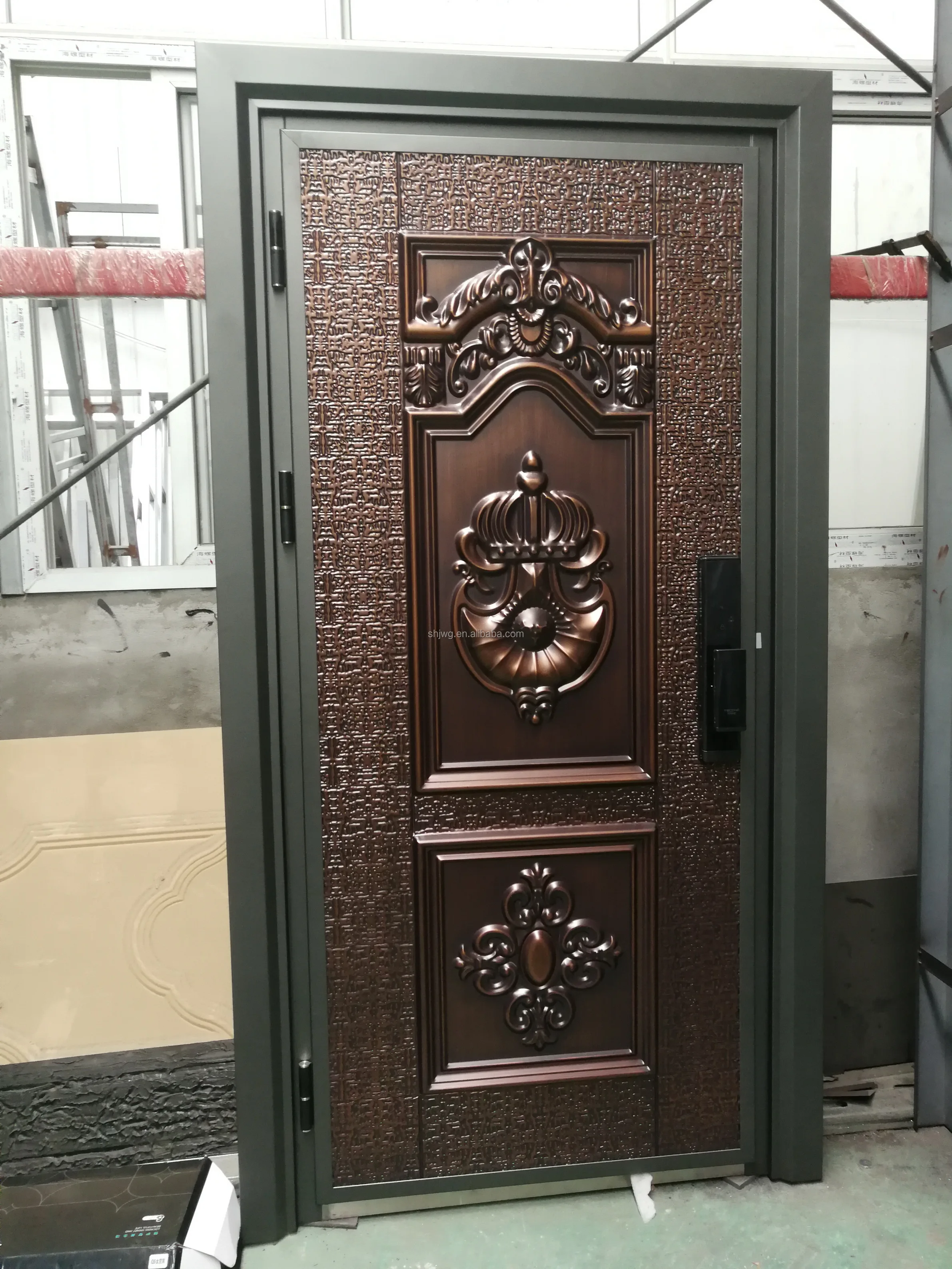 Main Entrance Metal Door Modern Casting Aluminum Door Exterior Security