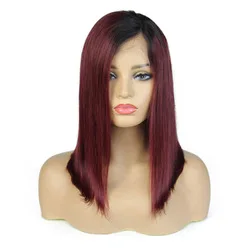 1b/99j burgundy red ombre short human hair wigs