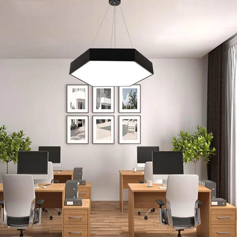 product hexagonal honeycomb pendant light led creative irregular shape office gym mall supermarket lighting fixture-10