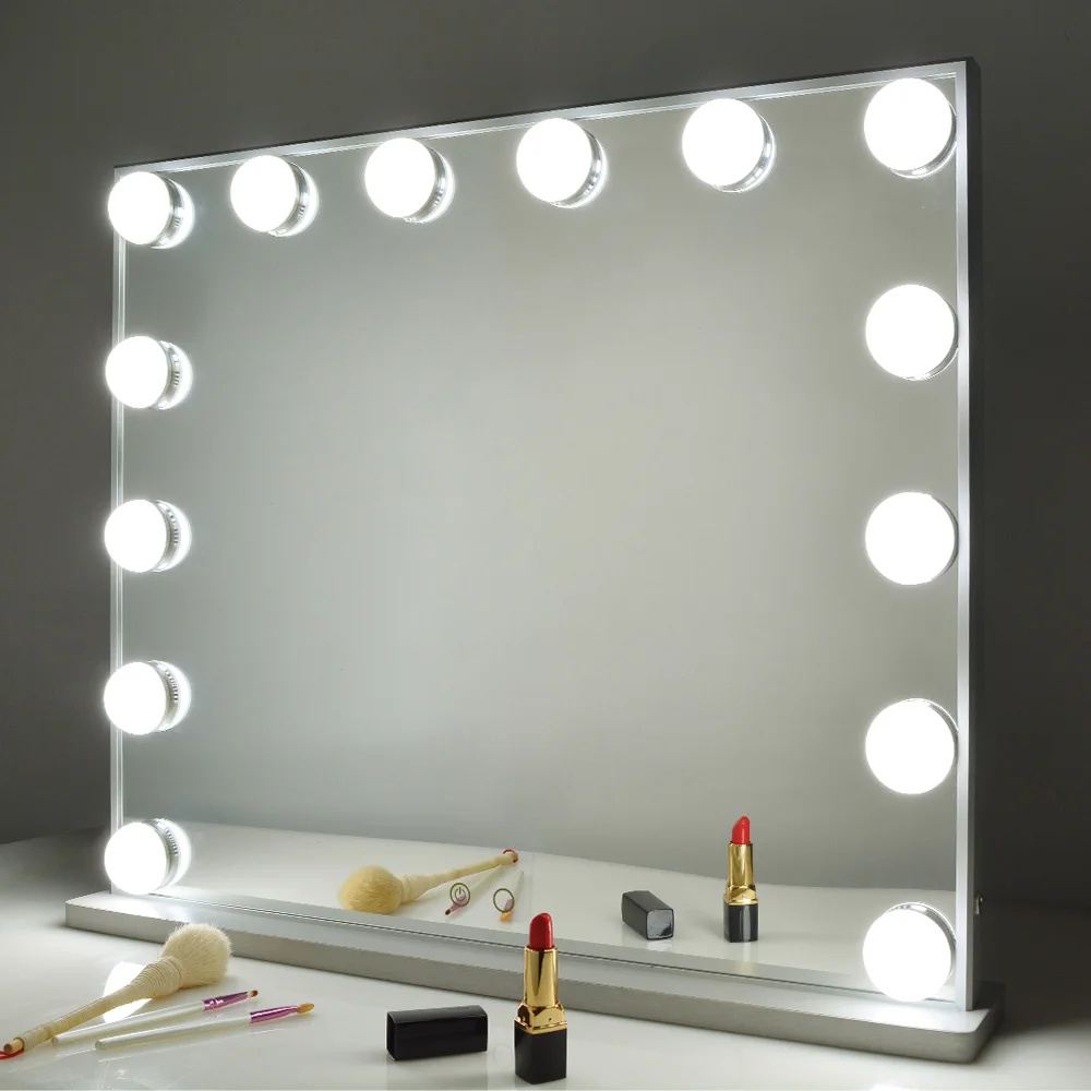 BEAUTME Hollywood Dressing Room Desk/Haning Wall Mounted Vanity Mirror with Detachable 10X Magnification Spot Mirror