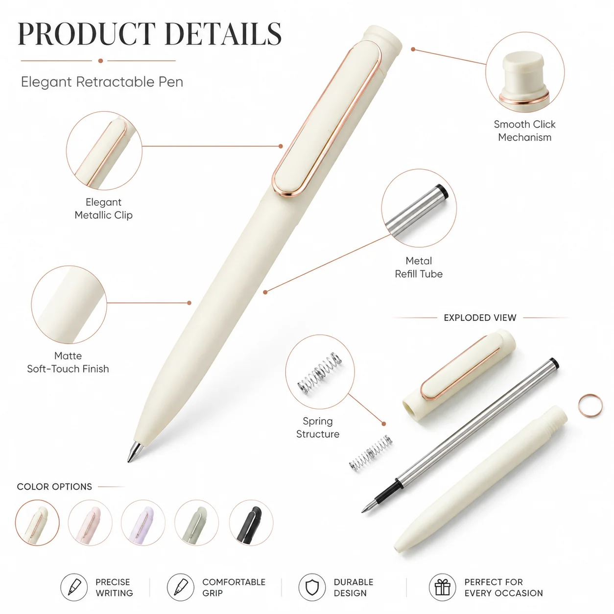 Retro Morandi Promotional Ballpoint Pen 0.5mm Metal Tip Gel Ink Pen for Business Office Gift OEM