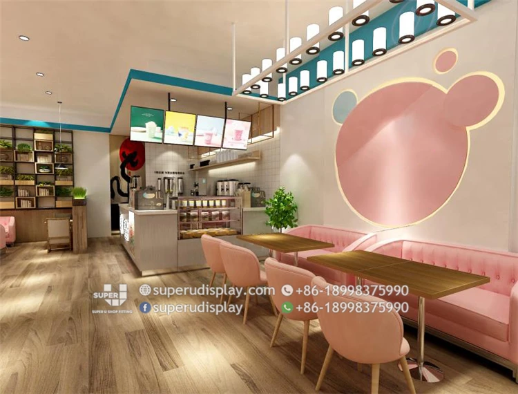 Modern Bubble Tea Shop Interior Decoration Tailor Design Custom Retail