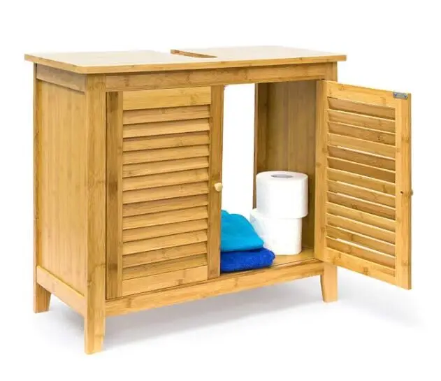 Bamboo Freestanding Non Pedestal Under Sink Vanity Bath Storage