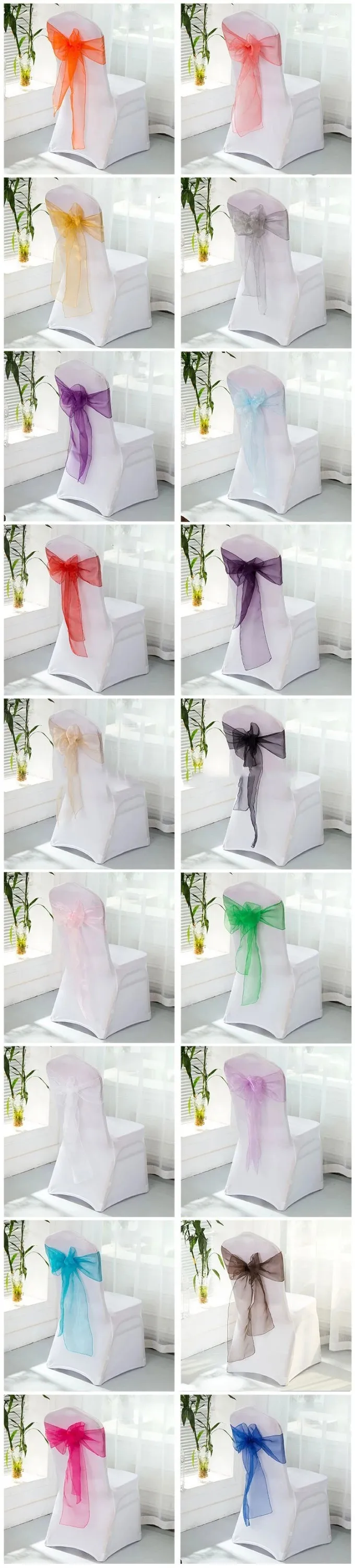 Wholesale Fancy And Beautiful Wedding Hotel Banquet Organza Sashes Chair Cover Organza Sashes