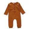 2019 long sleeve brown cotton plain jumpsuit for baby boy