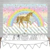 7*5ft/5*3ft Custom Magical Unicorn Backdrop Gold Unicorn Pastel Rainbow Photo Background for Children's Birthday Party Studio