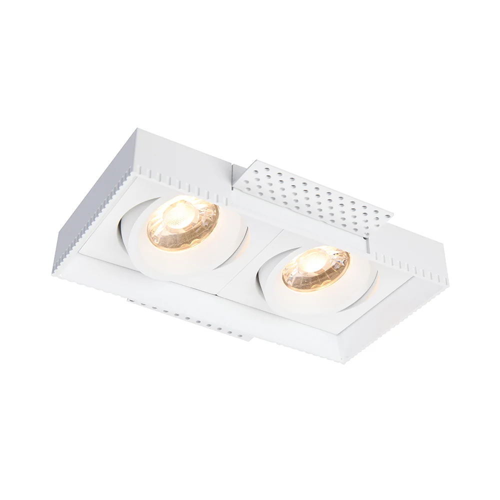 2*8W Magnet Gimble Tiltable Anti Glare Trimless Inetchangeable Module Square Double Head Led Recessed Downlight