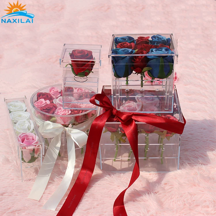 Promotional Large Luxury Acrylic Flower Box Clear Acrylic Flower Box