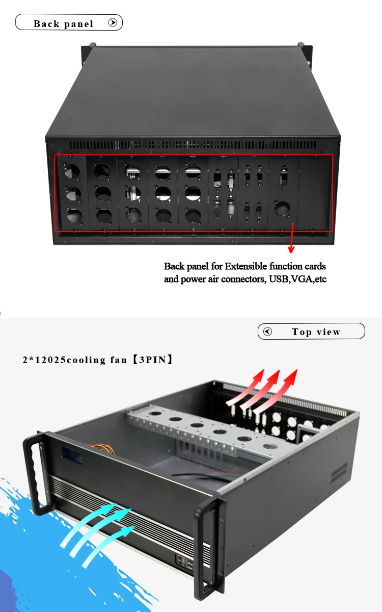 Desktop Htpc Industrial Pc 4u Rack Mount Chassis With Lcd Display Short