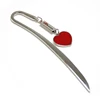 Romantic Style Love Heart Bookmarks Wedding Gift Purple Red Rhinestone Silver Metal Wedding Bookmark