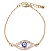 DIY Femme Shiny Blue Zircon Evil Eye Charm Bangle Silver Gold Color Copper Chain Link Bracelets Jewelry