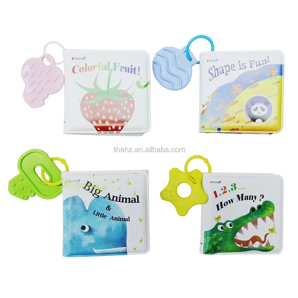 New Design Floating Mini Baby Bath Book Set With Teether,Soft Book For