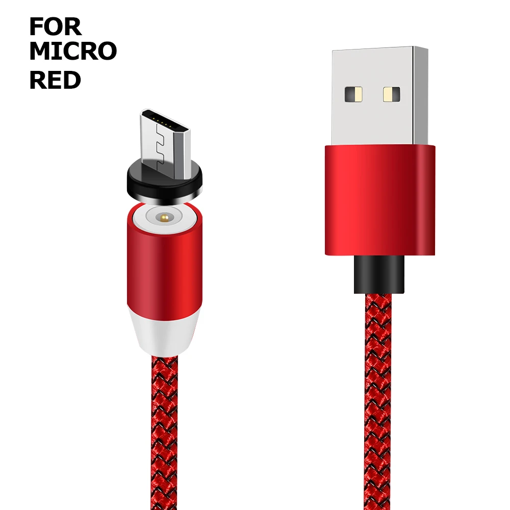 android magnetique led light red retractable magnetic charging cable micro usb